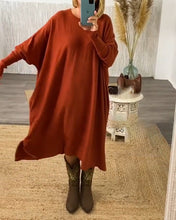 Φόρτωση εικόνας στο εργαλείο προβολής Συλλογής, Μονόχρωμο φόρεμα πουλόβερ με μανίκια
